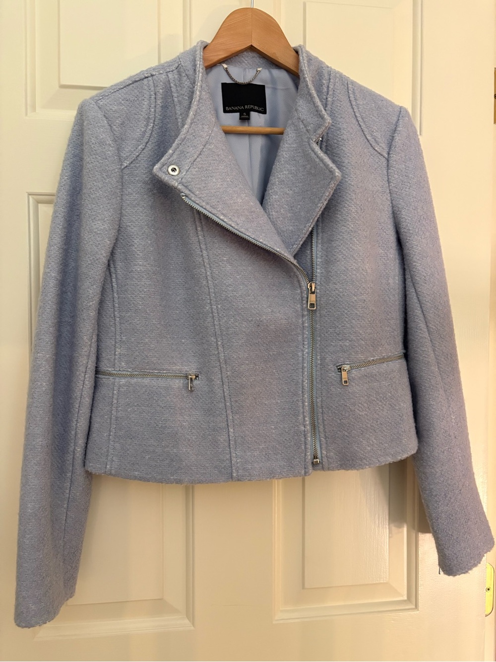 Banana Republic Pale Blue Textured Cropped Blazer